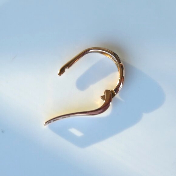 Solid 14K Rose Gold Fianite SINGLE Hoop Earring - Picture 12 of 13